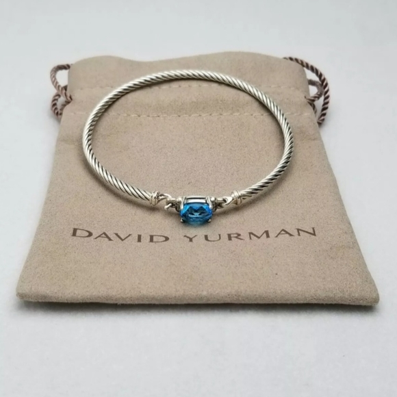 David Yurman Petite Wheaton Hampton Blue topaz & Diamonds Bracelet size small - Picture 5 of 5